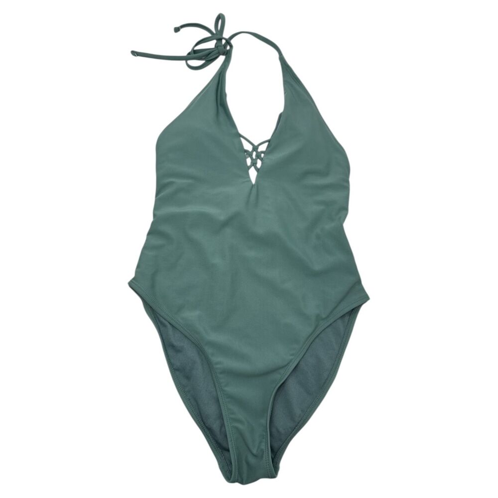 Bathing Suit womans Small halter swimsuit moss green Xhilaration one piece